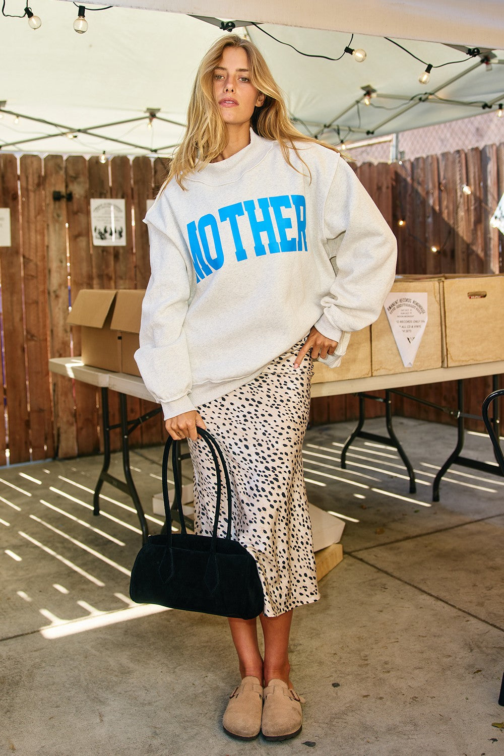 'Mother & Cool Mom' Print Reversible Mock Neck