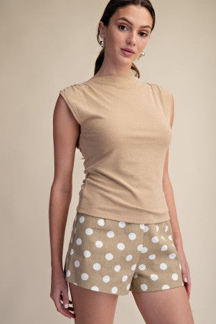 Taupe Cowl Neck Knit Top
