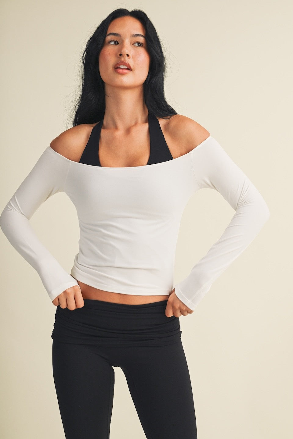 Soft Knit Off Shoulder Long Sleeve Top