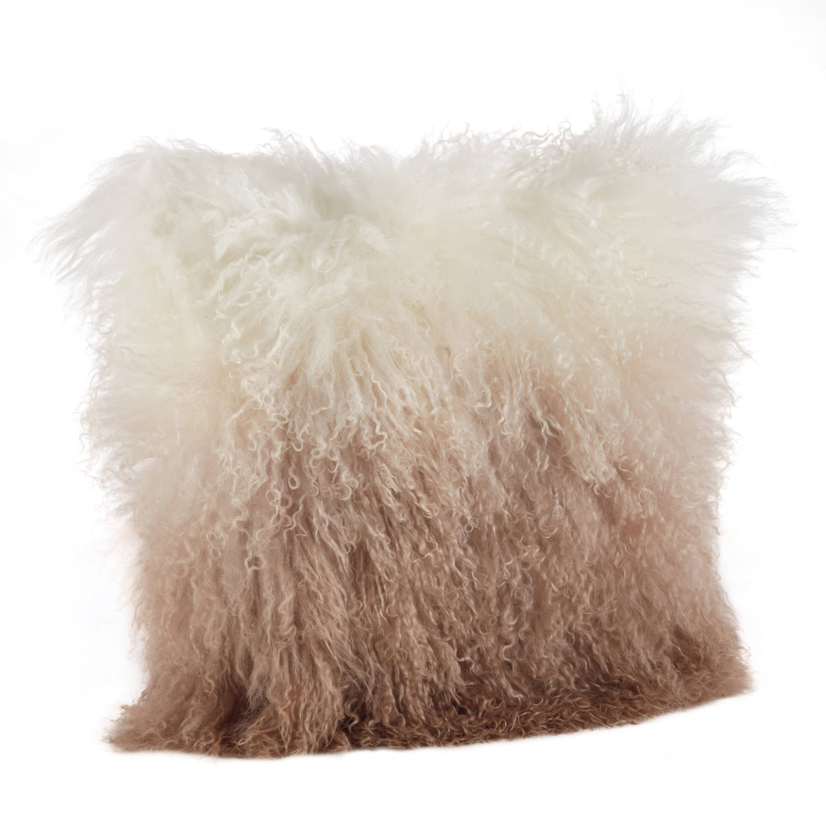 Ombre Lamb Fur Pillow: Natural / Polyester Insert / 20"