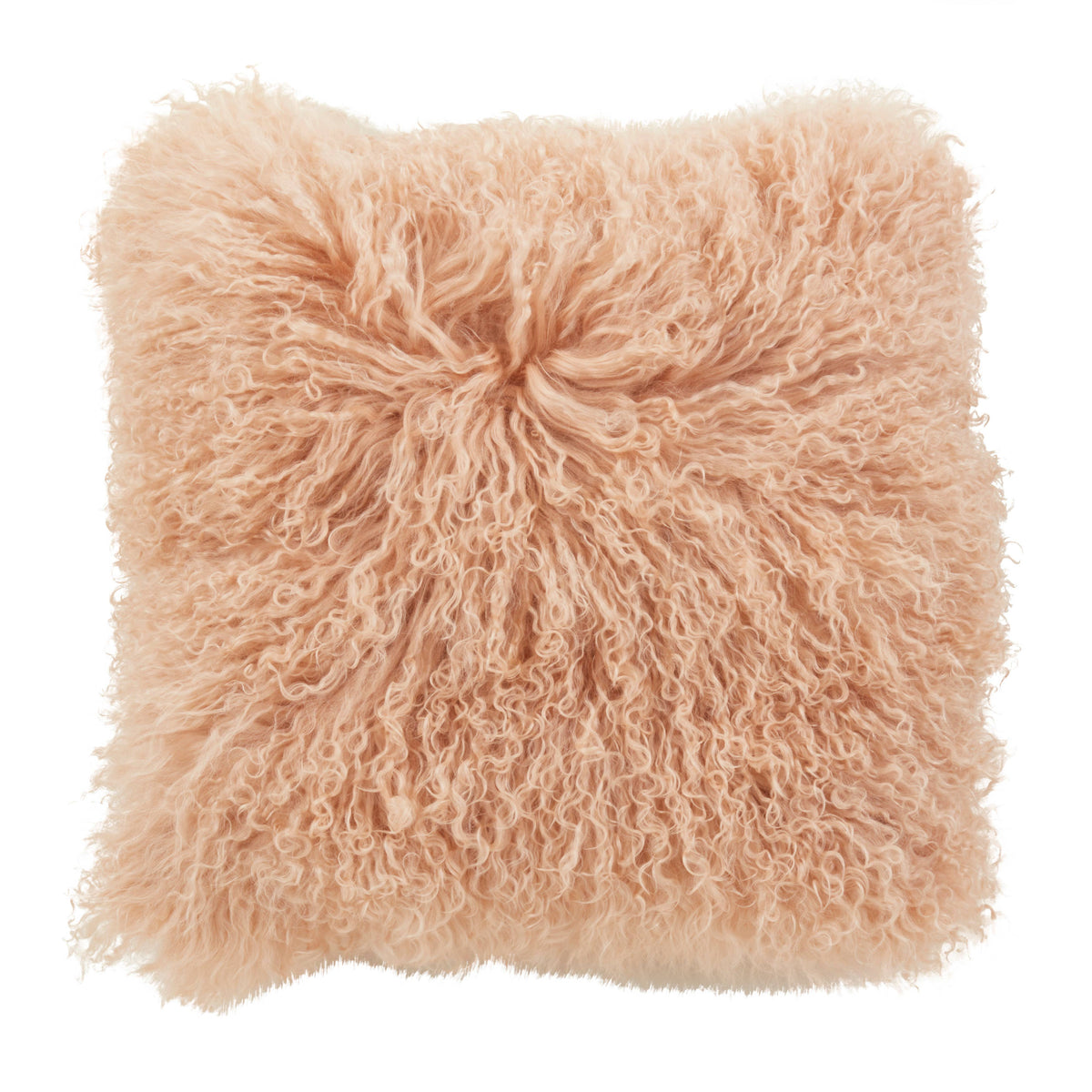 Mongolian Lamb Fur Pillow - Poly Filled: Ivory / Polyester Insert / 20"