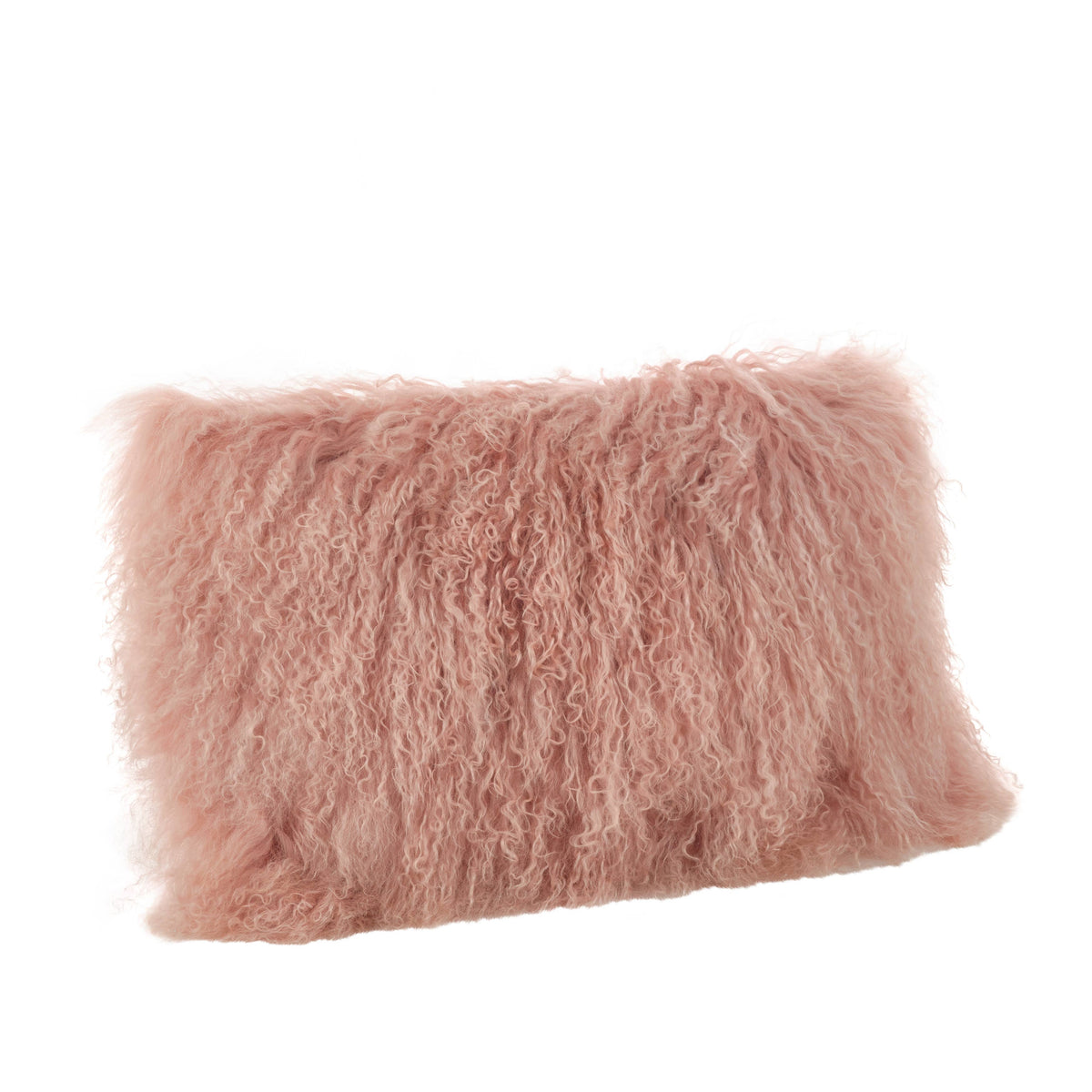 Mongolian Lamb Fur Pillow - Poly Filled: Ivory / Polyester Insert / 20"