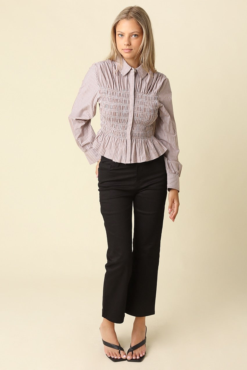 Nomi Smocked Peplum Shirt