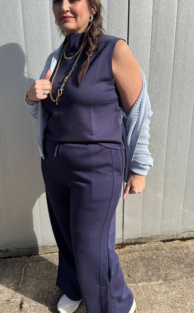 Side Binding Wide Leg Pants