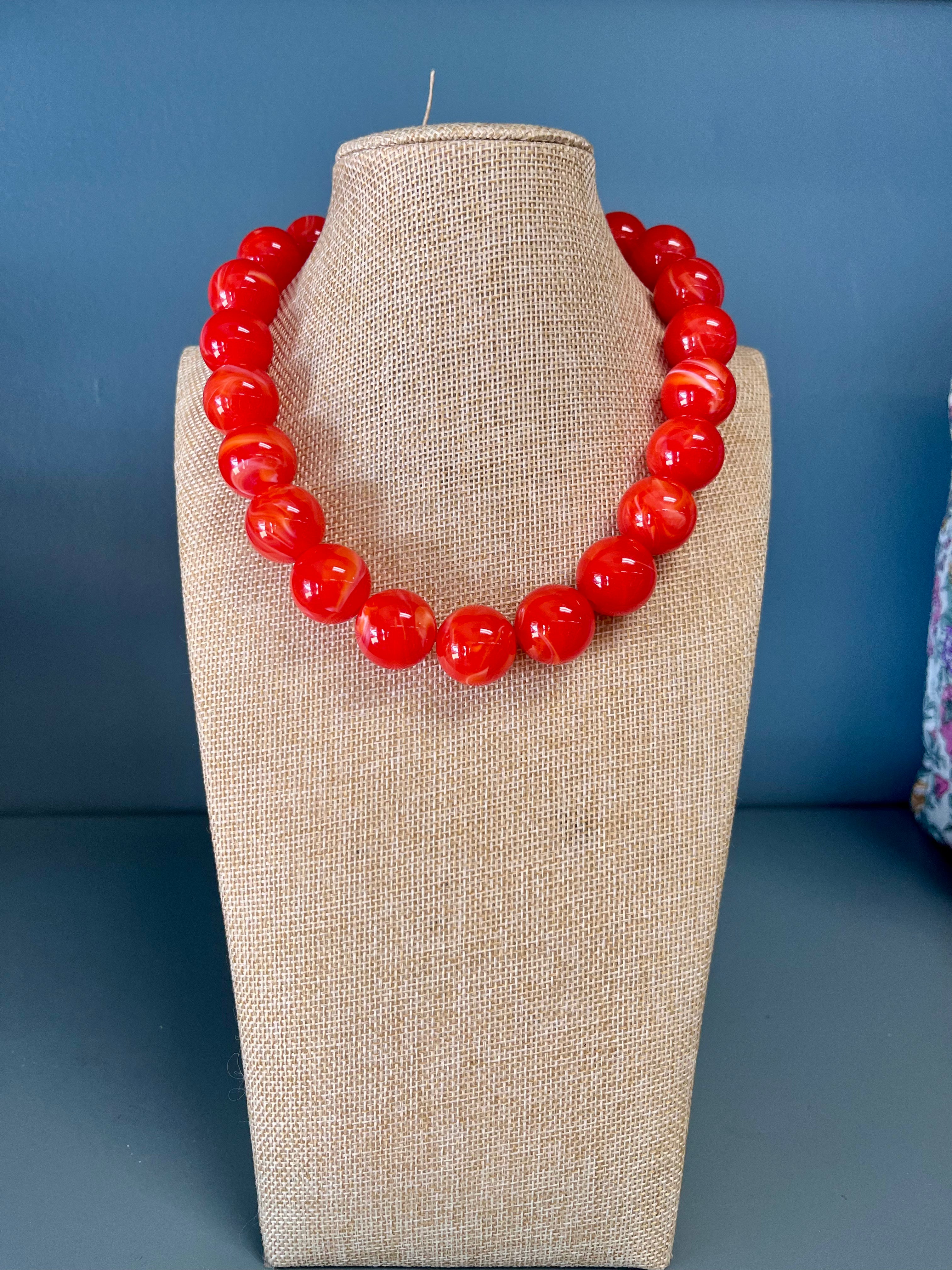Beaded Orange Necklace