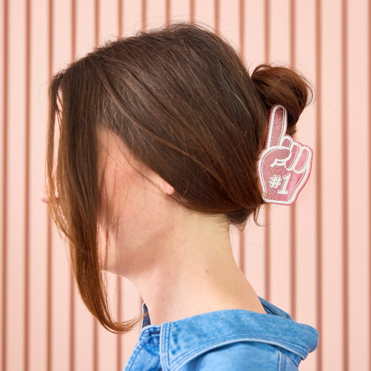 Pink Foam Finger Glitter Hair Claw Clip – view 8 – York Laine
