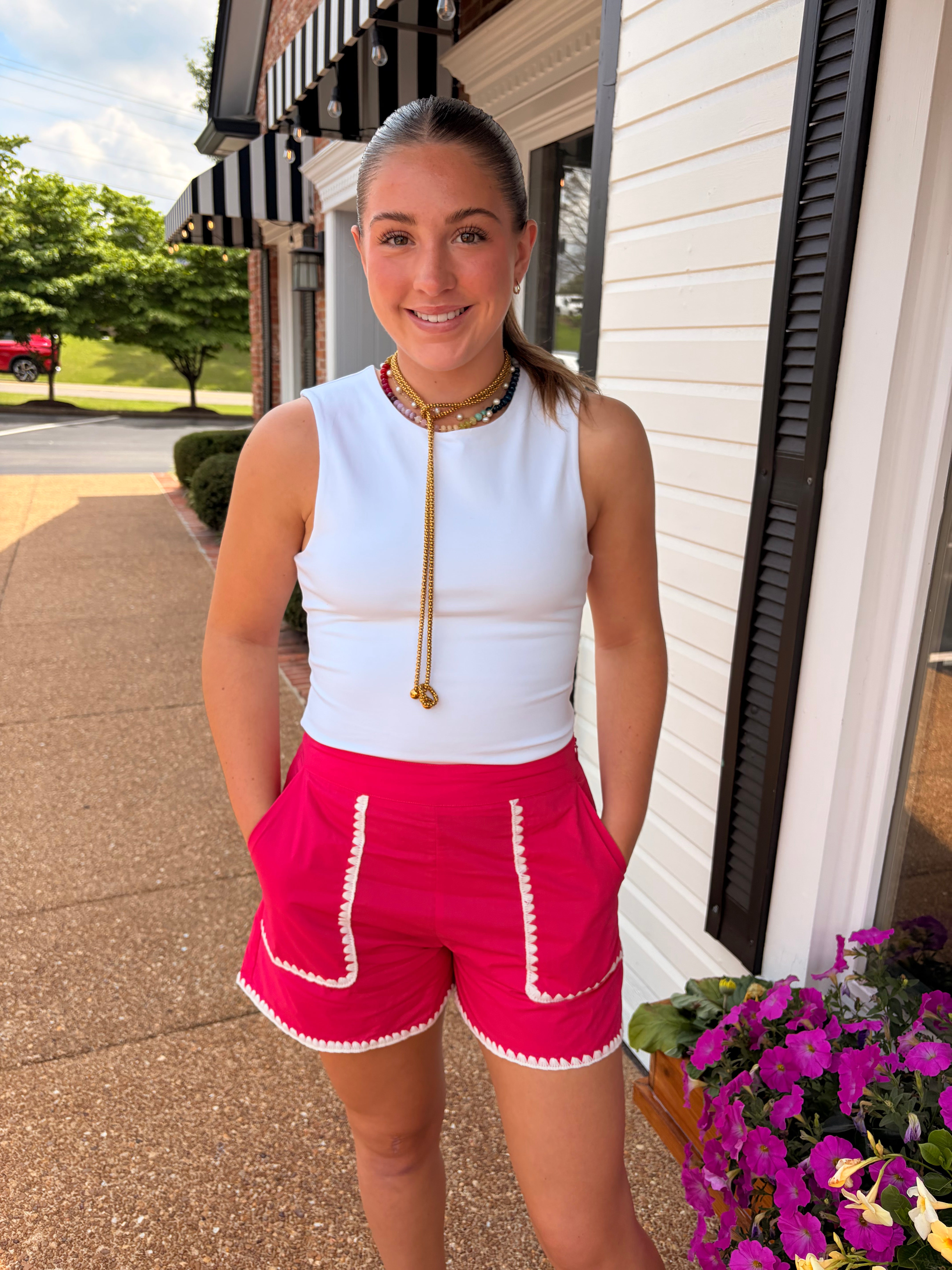 Megan Embroidered High Waisted Shorts