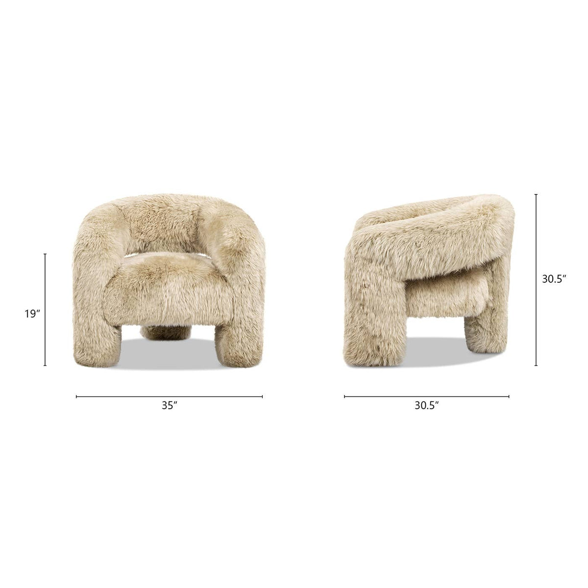 Avalon 35" Genuine Sheepskin Fur Split Barrel Back Chair