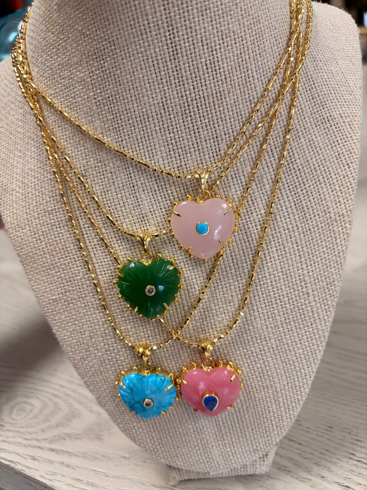 baby pink colorful heart pendant necklace