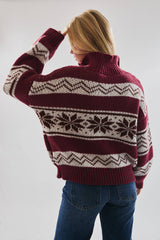 SWEATER JACKET: NAVY-WHITE XS