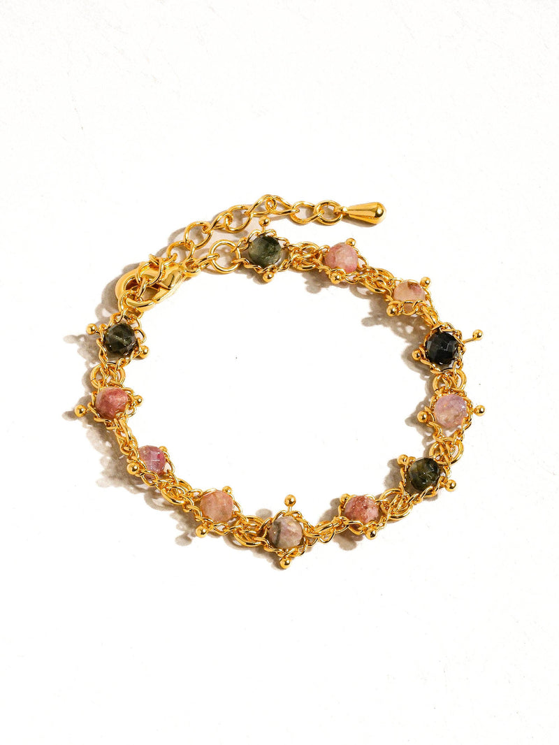 Skylar 18K Gold Multi-Stone Chained Bracelet, Necklace: Multi-Colored / Bracelet