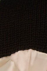 ROUND NECK SHORT SLEEVE BACK TIE KNIT TOP: Brown / M