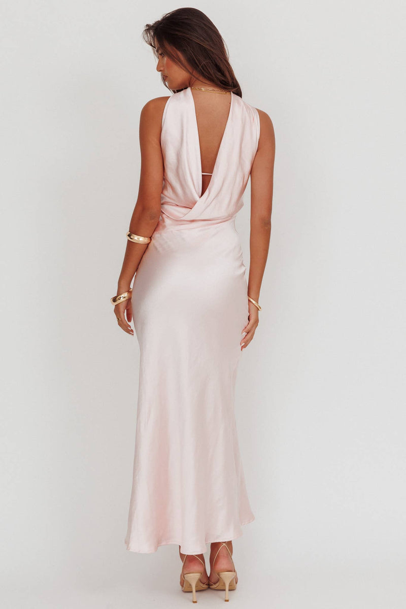HALTER SATIN MAXI DRESS