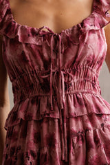 FLORAL RUFFLED TIERED DRESS S