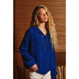 Cable Knit X Waffle Boxy Sweater: STAR SAPPHIRE