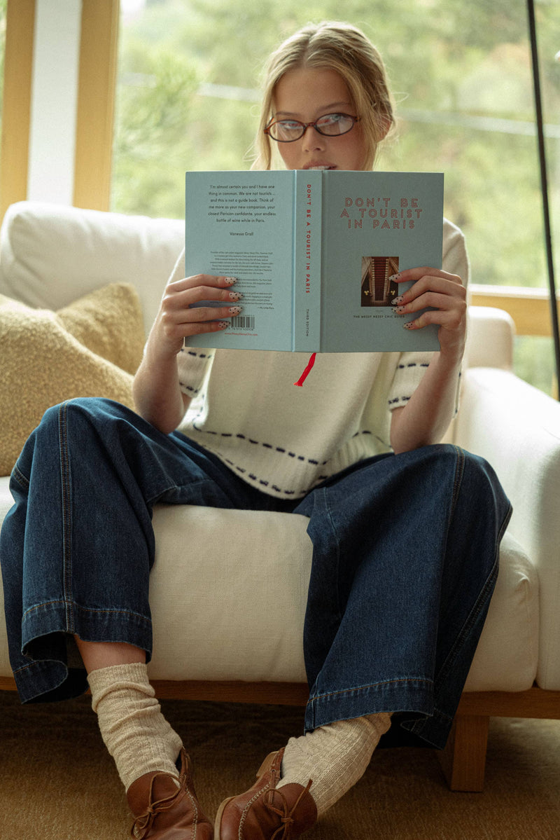 DARK DENIM WIDE LEG PANTS: DENIM / M