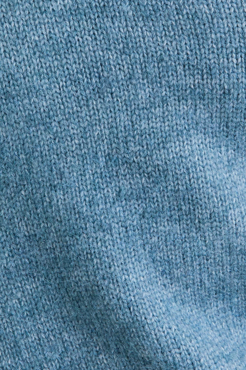 ASYMMETRICAL SHOULDER SWEATER TOP: DENIM BLUE / M