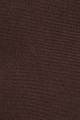 OFF SHOULDER FIT & FLARE SWATER MIDI DRESS: Brown / XS