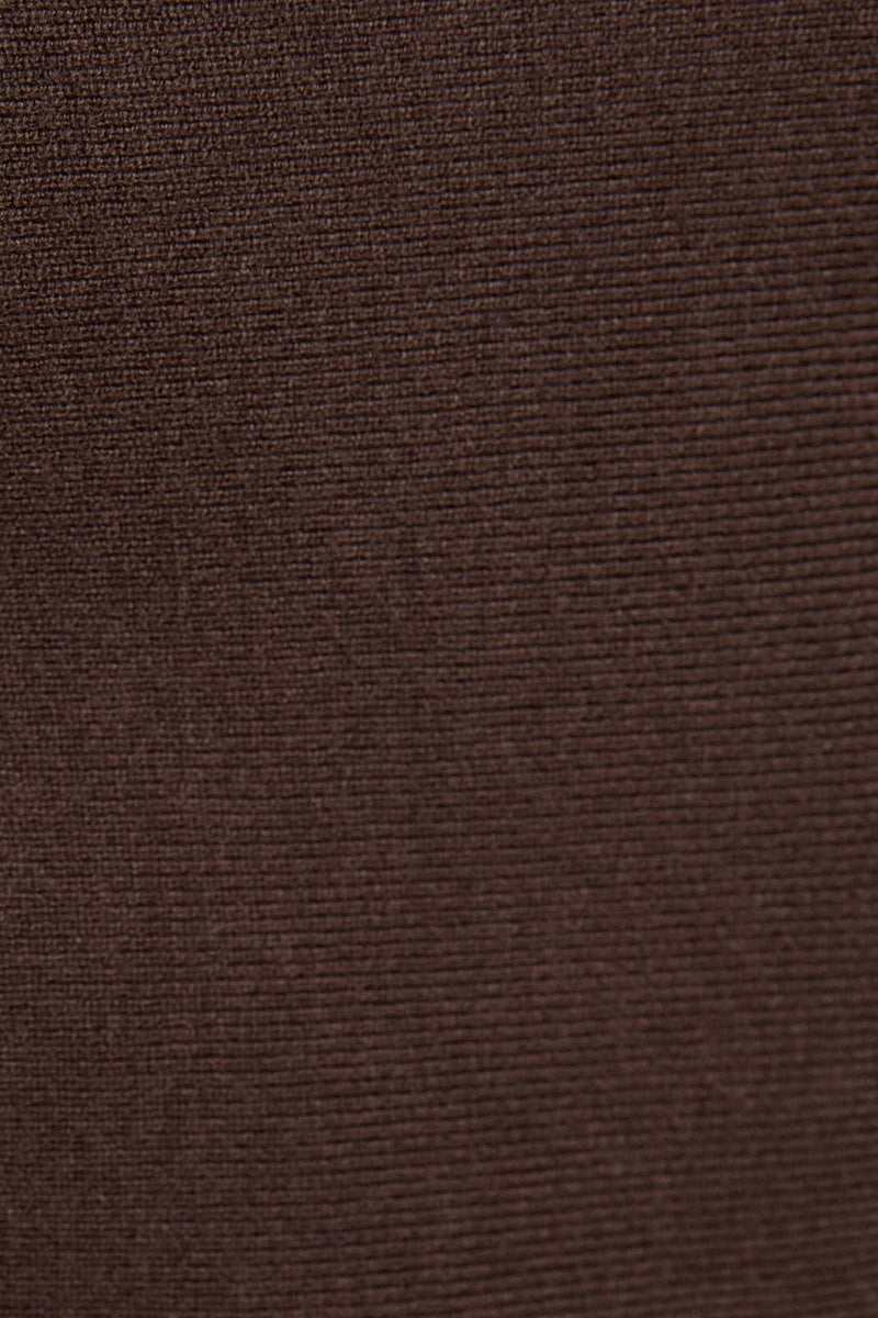 OFF SHOULDER FIT & FLARE SWATER MIDI DRESS: Brown / S