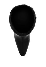 Skara Faux Leather Calf Boots: Black / US-7 / UK-5 / EU-38
