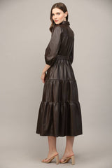 TIERED MIDI DRESS: ECRU / L