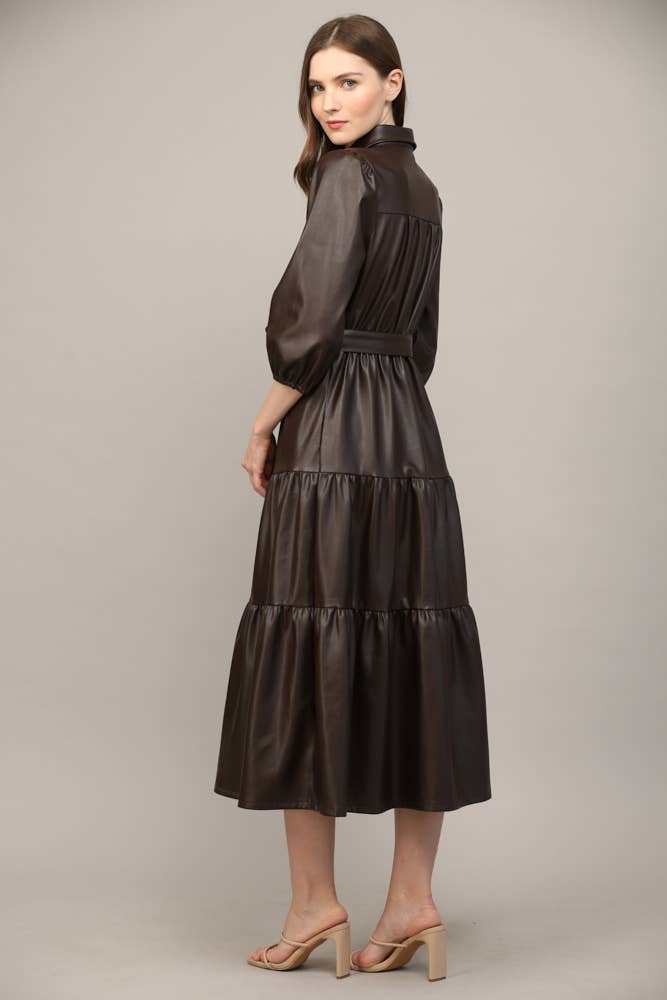 TIERED MIDI DRESS: ECRU / M