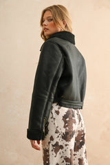 BIKER JACKET: BLACK/BROWN / S