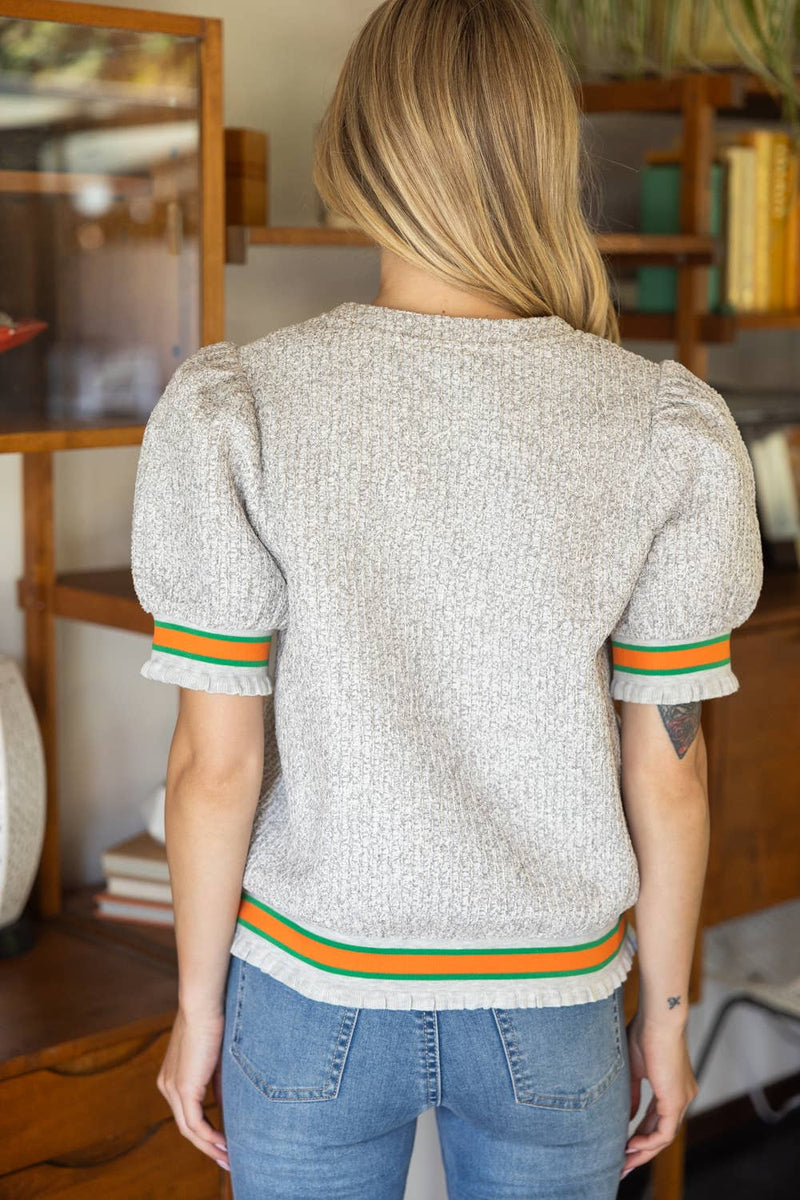 Elastic Band Detailed Textured Top L