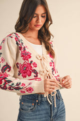TIE-FRONT CARDIGAN: L