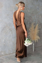 HALTER SATIN MAXI DRESS