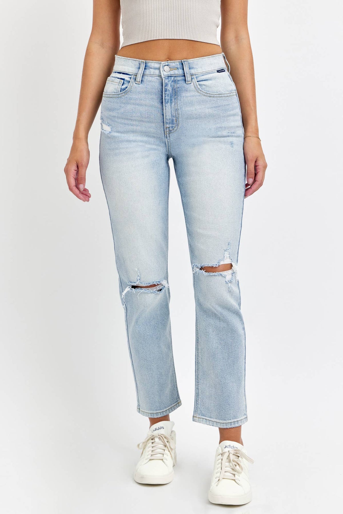 High Rise Straight Back Pockets