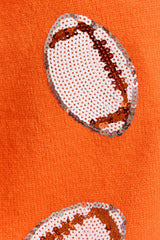KNIT SWEATER CARDIGAN WITH FOOTBALL SEQUIN EMBROIDERY: WHITE-ORANGE / XS