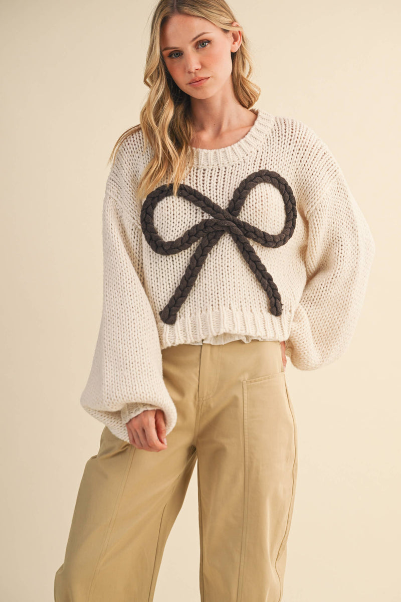 CHUNKY SWEATER TOP: MOCHA / L