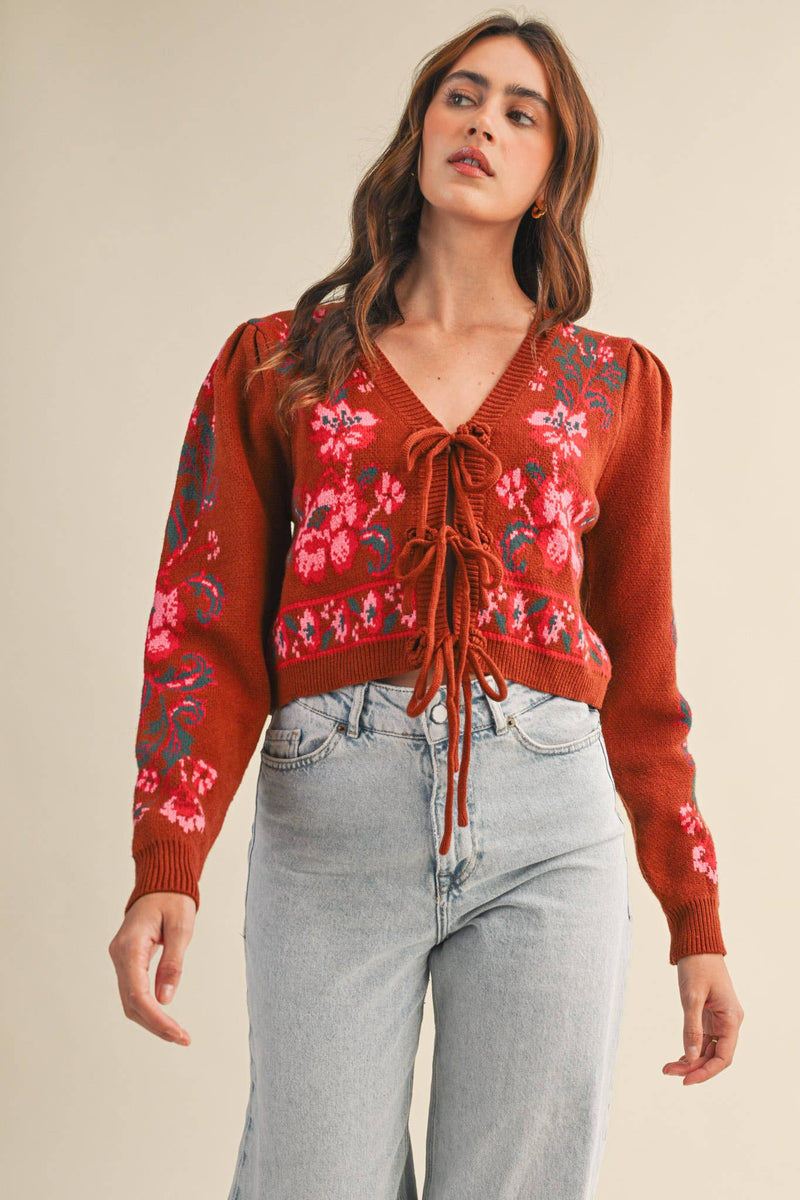 TIE-FRONT CARDIGAN: S
