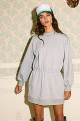 D4453 Practice Long-sleeve Terry Mini Dress: Grey / S-M-L (2-2-2)