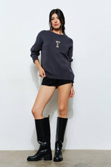 SORA MARTINI BEAD SWEATER - Trendy, Fun, Cozy: Charcoal / S