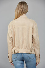 HIGH NECK FAUX SUEDE JACKET M