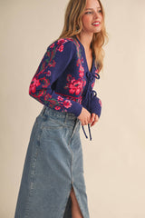 TIE-FRONT CARDIGAN: L
