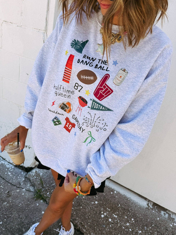 Run the dang ball sweatshirt - ash: XL