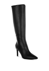 Skara Faux Leather Calf Boots: Black / US-7 / UK-5 / EU-38