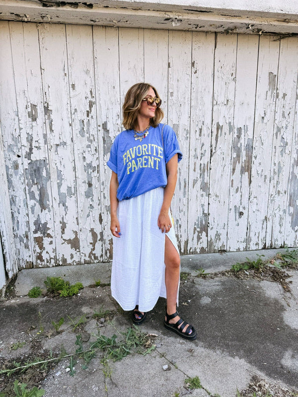Favorite parent graphic tee - blue/ yellow: M