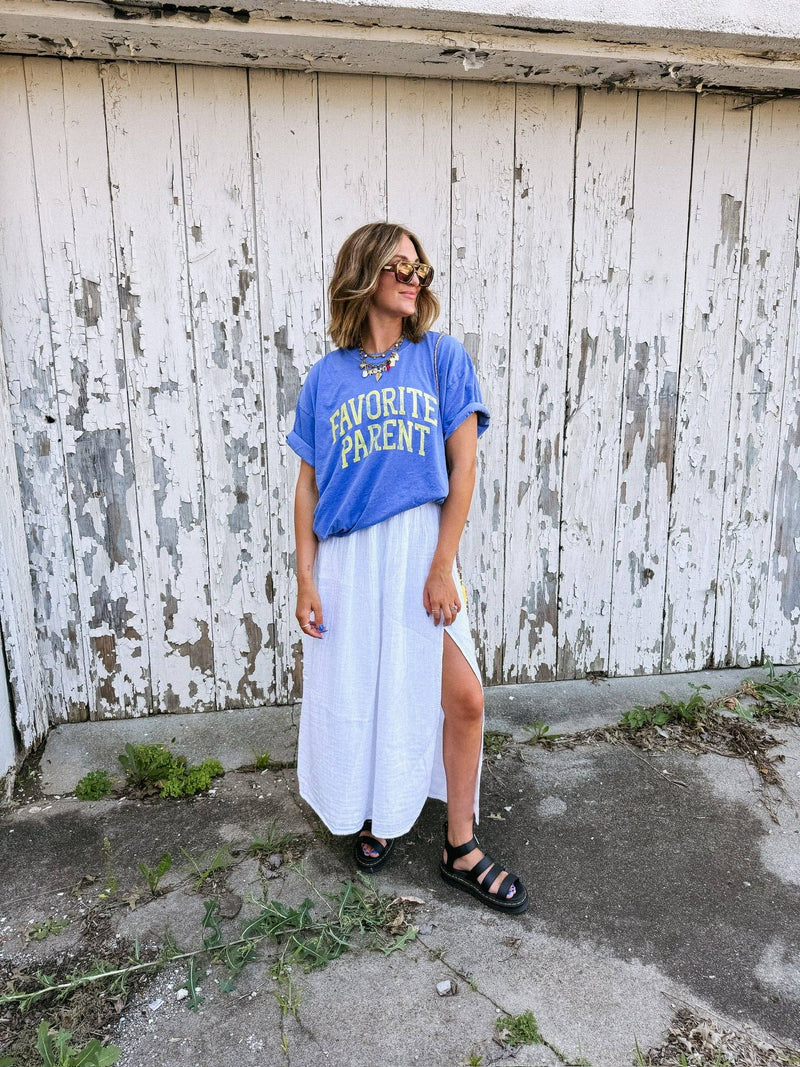 Favorite parent graphic tee - blue/ yellow: M