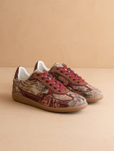 The Dalia | Mauve Tapestry Lace Up Sneaker: MAUVE TAPESTRY / 10