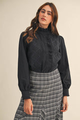 RUFFLED LACE TOP: L
