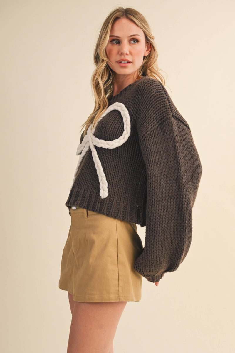CHUNKY SWEATER TOP: MOCHA / M