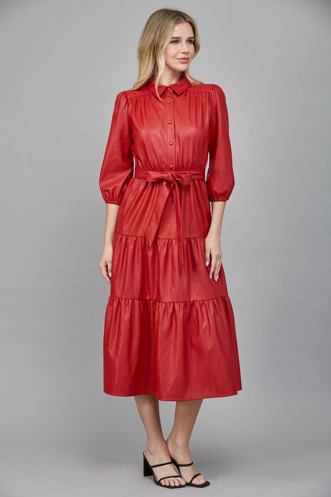 TIERED MIDI DRESS: ECRU / L