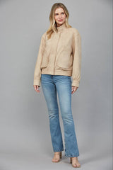 HIGH NECK FAUX SUEDE JACKET L