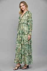 RUFFLE TIERED MAXI DRESS/ S
