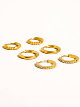 Claude 18K Gold Non-Tarnish CZ Hoops Earring: Yellow Gold