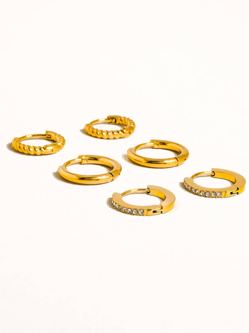 Claude 18K Gold Non-Tarnish CZ Hoops Earring: Yellow Gold